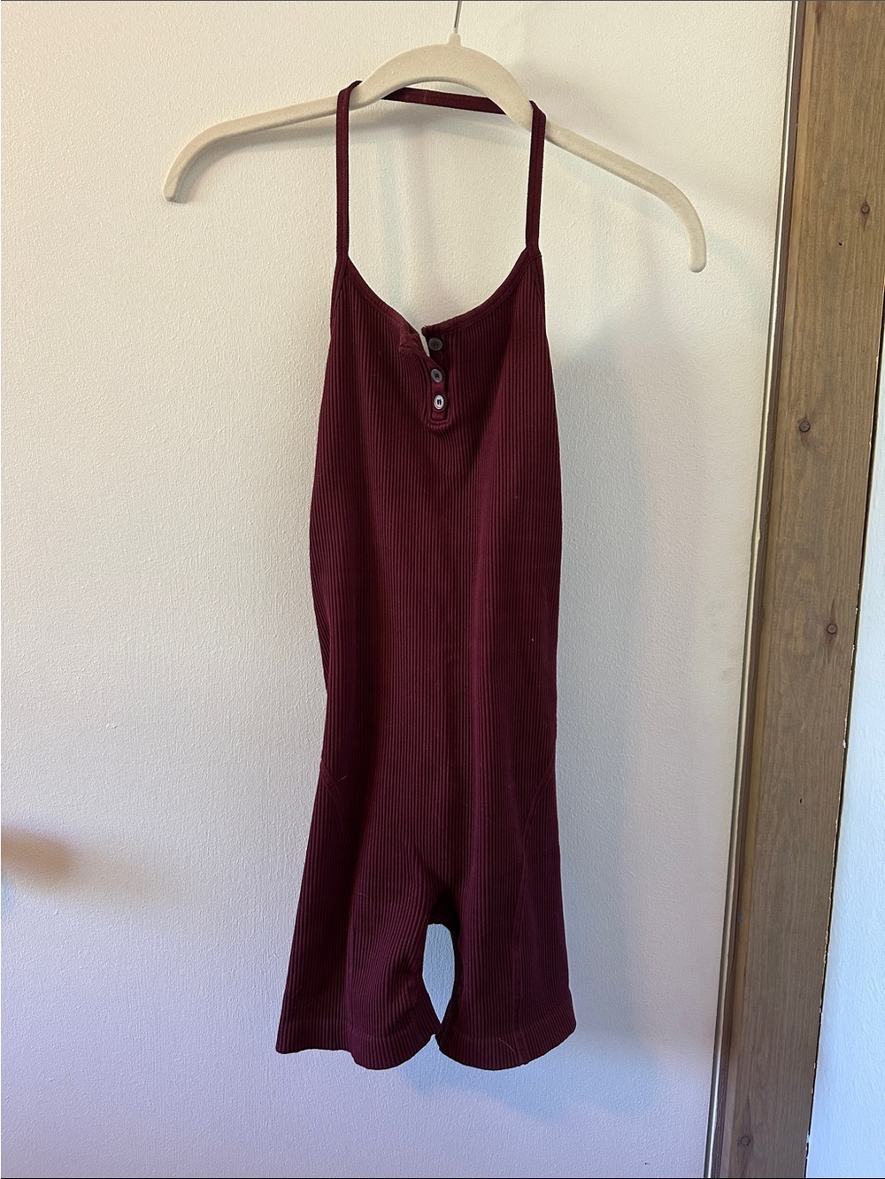 Madewell Living Ribbed Sleeveless Romper in Wine